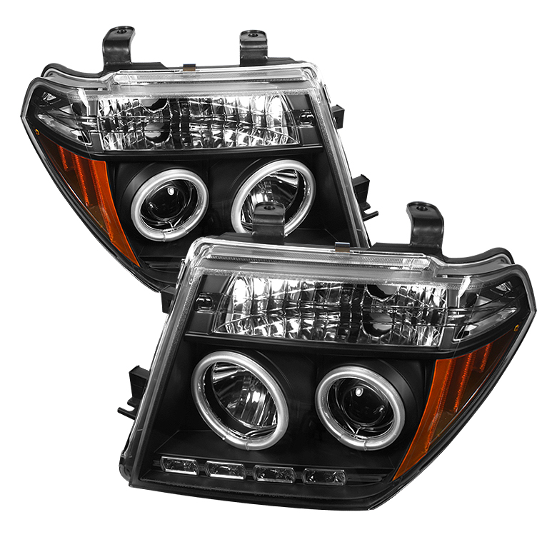 Nissan Frontier 05-08 / Nissan Pathfinder 05-07 Projector Headlights - CCFL Halo - LED ( Replaceable LEDs ) - Black - High H1 (Included) - Low H1 (Included)