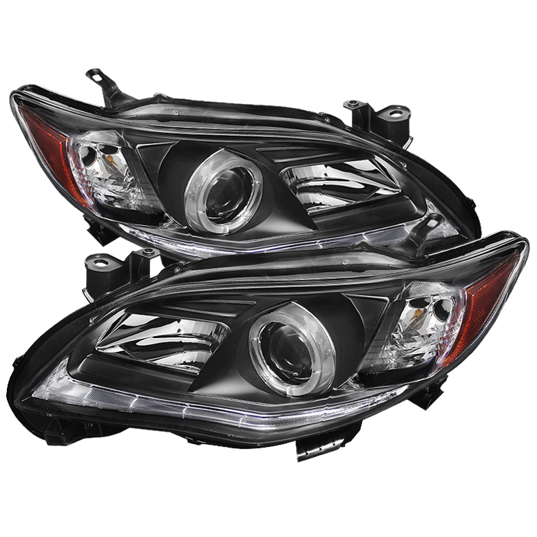 Toyota Corolla 11-13 Projector Headlights - Halogen Model Only ( Not Compatible With Xenon/HID Model ) - DRL LED - Black