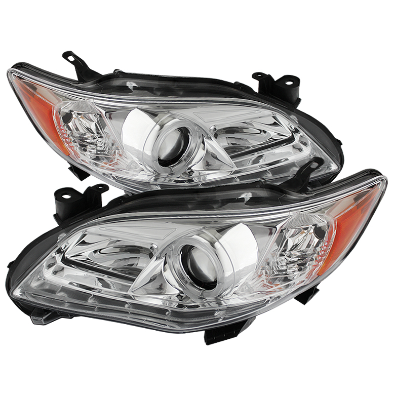 Toyota Corolla 11-13 Projector Headlights - Halogen Model Only ( Not Compatible With Xenon/HID Model ) - DRL LED - Chrome