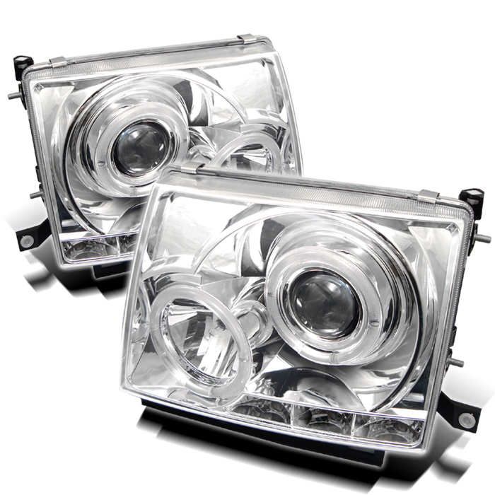 Toyota Tacoma 97-00 Projector Headlights - LED Halo - LED ( Replaceable LEDs ) - Chrome - High H1 (Included) - Low H1 (Included)