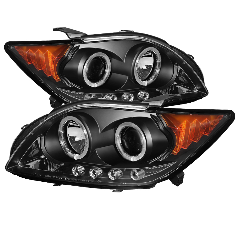 Scion TC 08-10 Projector Headlights - LED Halo -Replaceable LEDs - Black - High H1 (Included) - Low 9005 (Included)