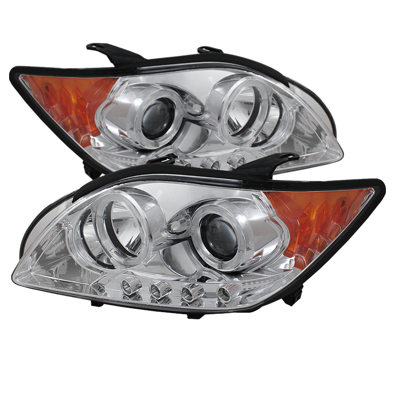 Scion TC 08-10 Projector Headlights - LED Halo -Replaceable LEDs - Chrome - High H1 (Included) - Low 9005 (Included)