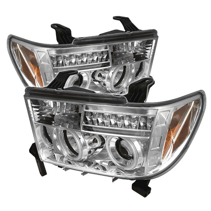 Toyota Tundra 07-13 / Toyota Sequoia 08-13 Projector Headlights - CCFL Halo - LED ( Replaceable LEDs ) - Chrome - High H1 (Included) - Low H1 (Included)