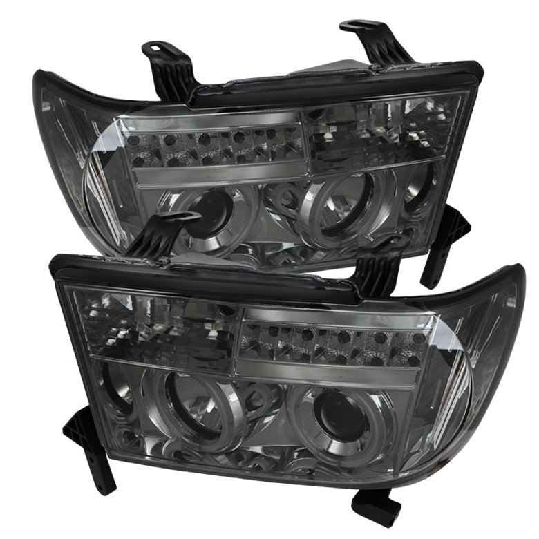 Toyota Tundra 07-13 / Toyota Sequoia 08-13 Projector Headlights - CCFL Halo - LED ( Replaceable LEDs ) - Smoke - High H1 (Included) - Low H1 (Included)