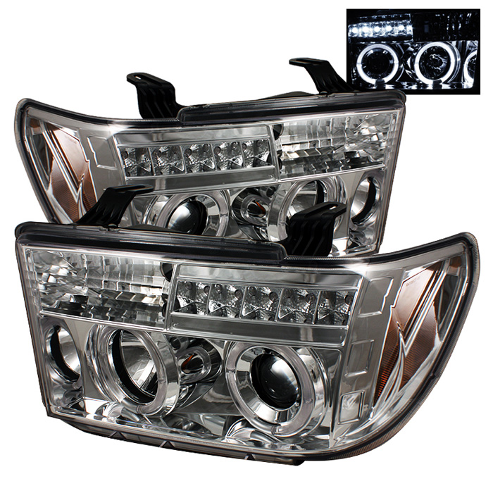 Toyota Tundra 07-13 / Toyota Sequoia 08-13 Projector Headlights - LED Halo - LED ( Replaceable LEDs ) - Chrome - High H1 (Included) - Low H1 (Included)