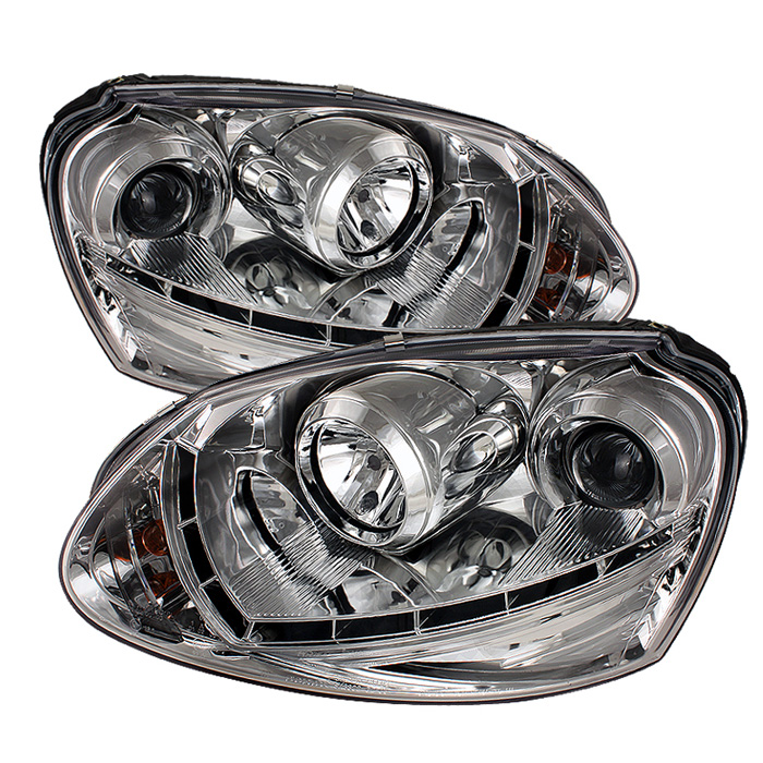 Volkswagen GTI 06-09 / Jetta 06-09 / Rabbit 06-09 Projector Headlights - Halogen Model Only ( Not Compatible With Xenon/HID Model ) - DRL - Chrome - High H1 (Included) - Low H1 (Not Included)