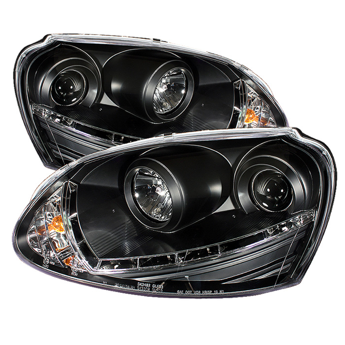 Volkswagen GTI 06-09 / Jetta 06-09 / Rabbit 06-09 Projector Headlights - Xenon/HID Model Only ( Not Compatiable With Halogen Model ) - DRL - Black - High H1 (Included) - Low D2S (Not Included)