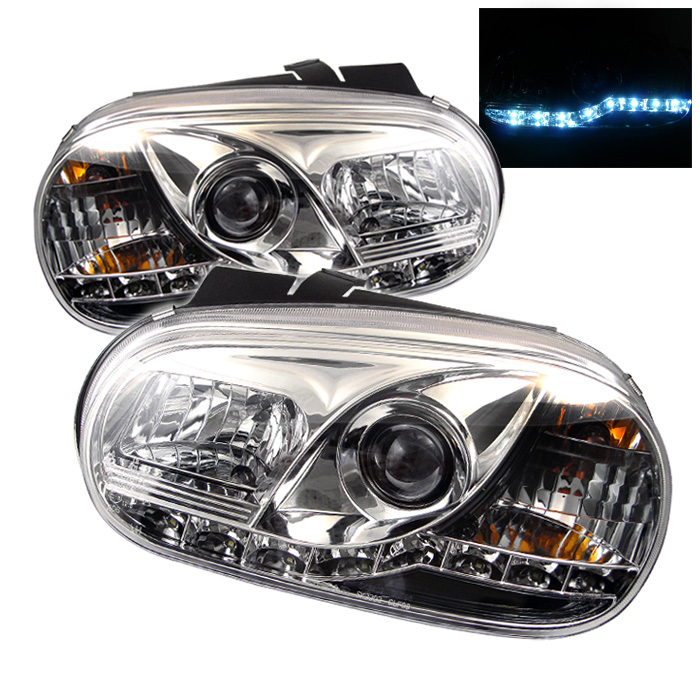 Volkswagen Golf IV 99-05 Projector Headlights - DRL - Chrome - High H1 (Included) - Low H1 (Included)