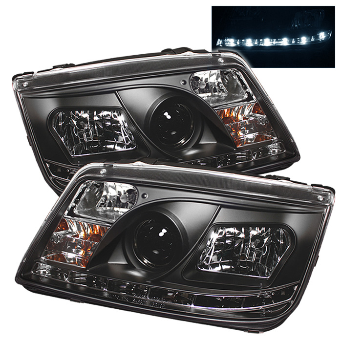 Volkswagen Jetta 99-05 Projector Headlights - DRL - Black - High H1 (Included) - Low H1 (Included)