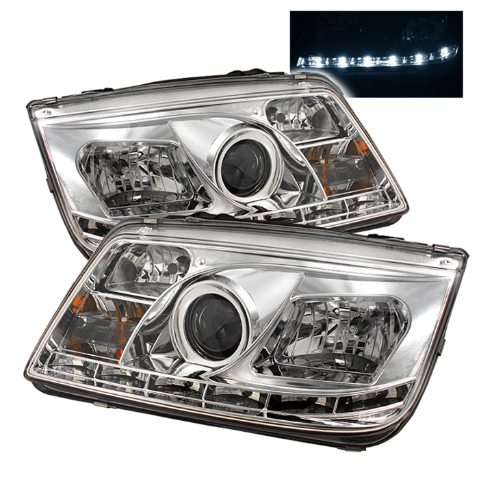 Volkswagen Jetta 99-05 Projector Headlights - DRL - Chrome - High H1 (Included) - Low H1 (Included)