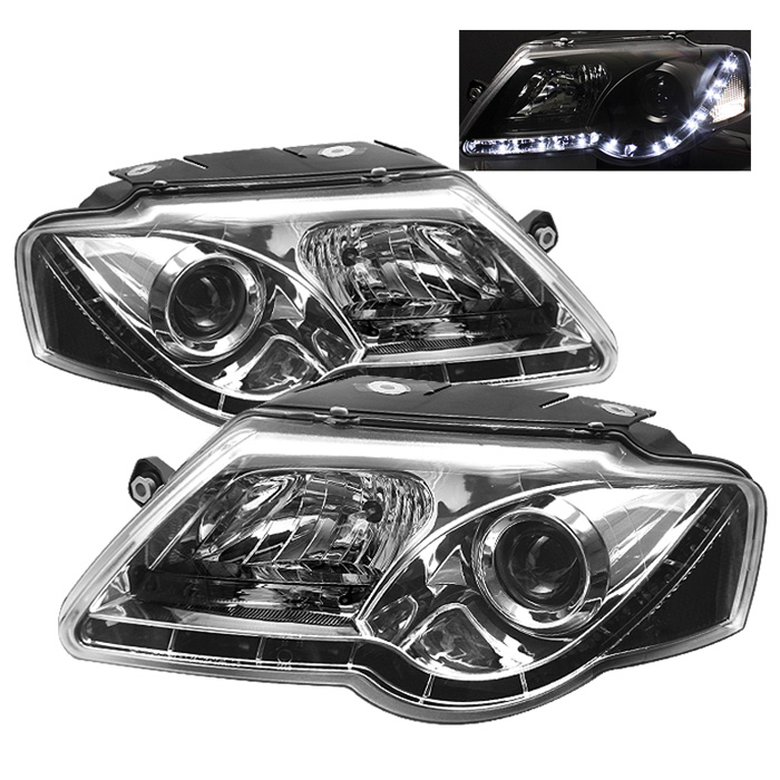 Volkswagen Passat 06-08 Projector Headlights - DRL - Chrome - High H1 (Included) - Low H1 (Included)