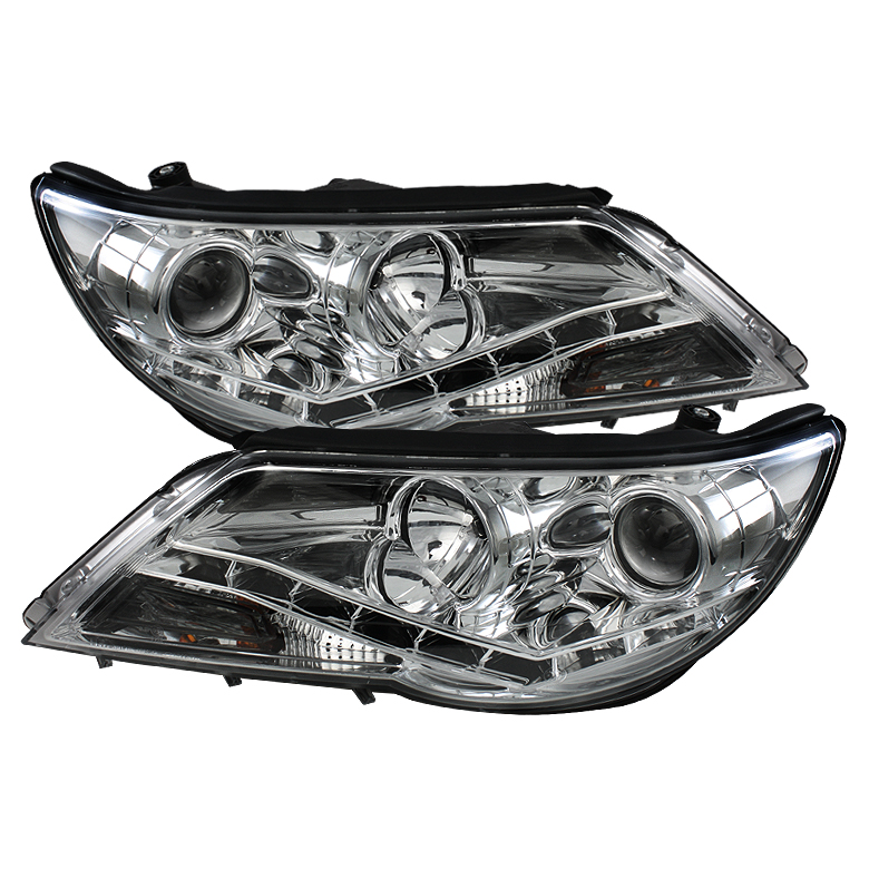 Volkswagen Tiguan 09-11 Projector Headlights - DRL - Chrome - High H1 (Included) - Low H7 (Included)