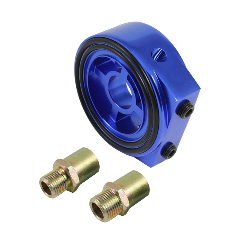 Oil Cooler/Gauge Sandwich Adapter - Blue