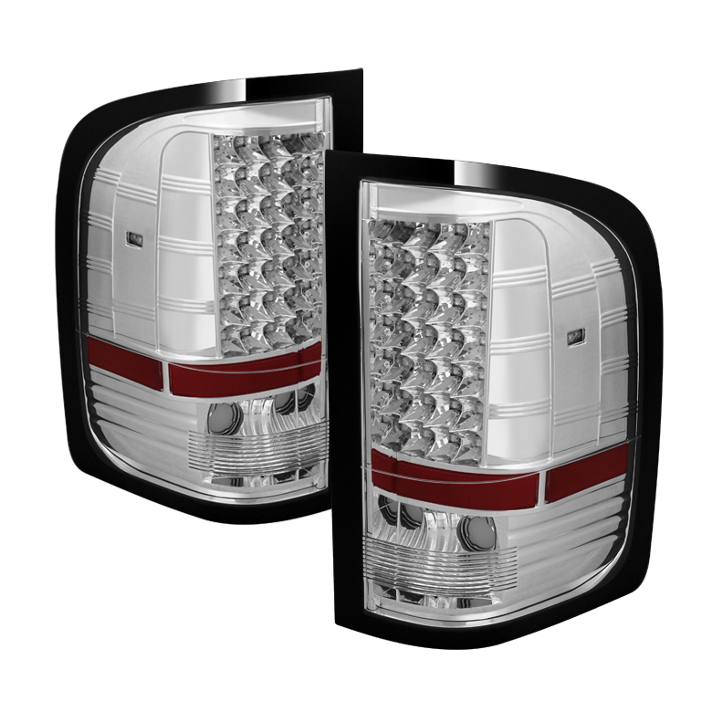 Chevy Silverado 07-13 ( 2010 Model With Single Reverse Socket 3047 Bulb ) LED Tail Lights - Chrome