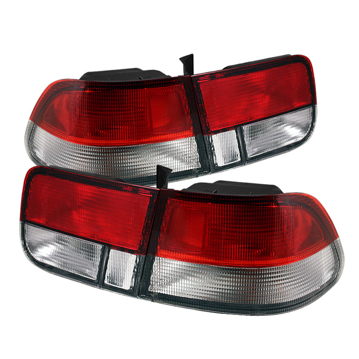 Honda Civic 96-00 2Dr Euro Style Tail Lights - Red Clear