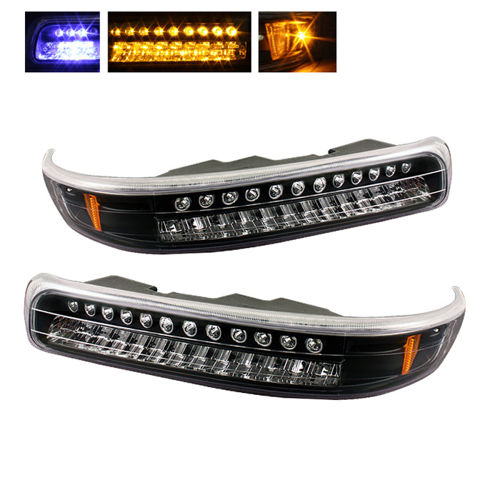 Chevy Silverado 99-02 LED Amber Bumper Lights - Black