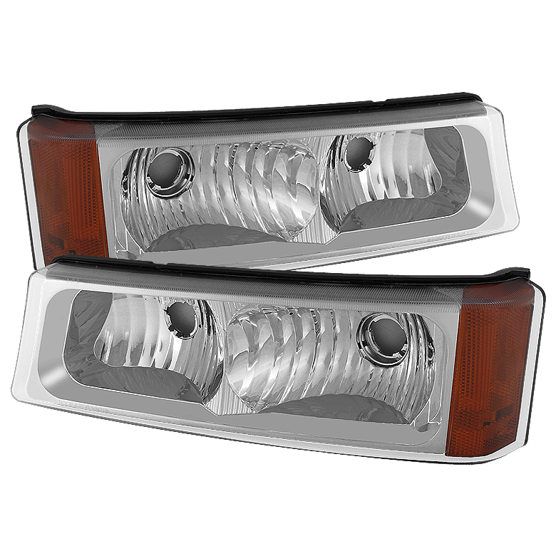 Chevy Silverado 03-06 Bumper Lights - Amber Reflector - Chrome