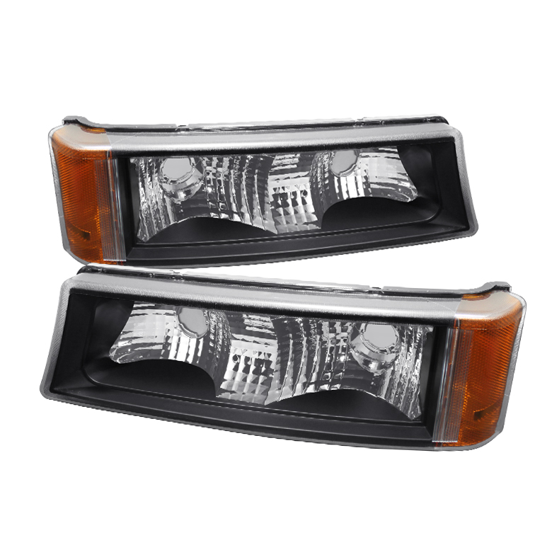 Chevy Silverado 03-06 Amber Reflector Bumper Lights - Black