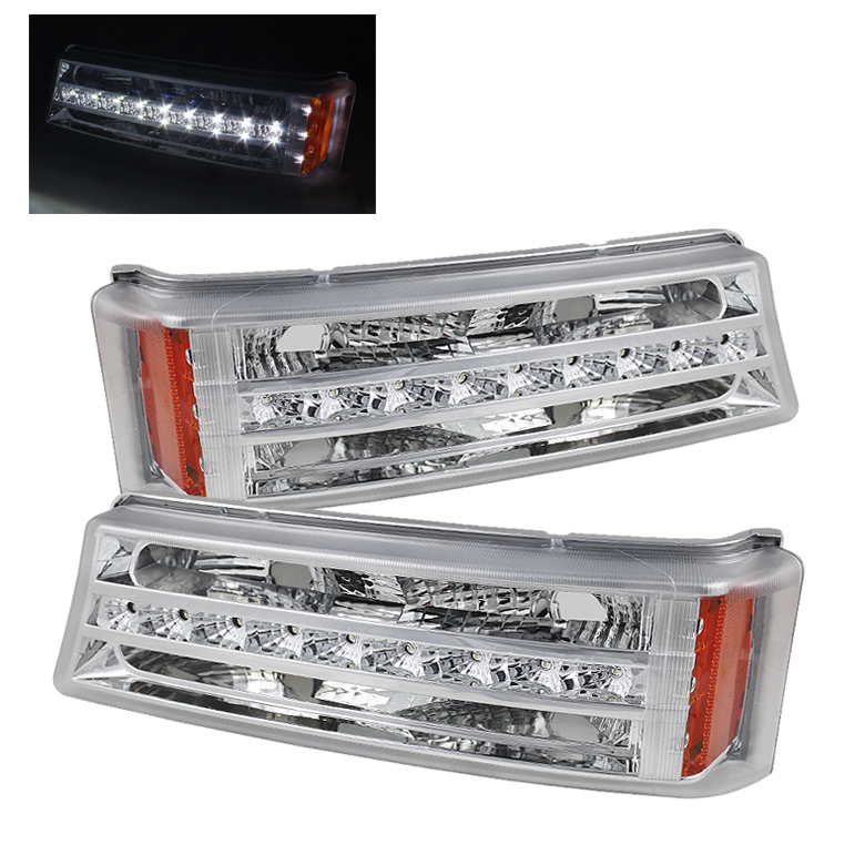 Chevy Silverado 03-06 LED Amber Reflector Bumper Lights - Clear