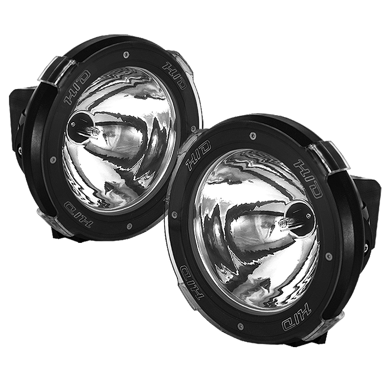 Universal HID 4x4 fog lights 7 Inch Black/Black Housing w/wiring - Chrome