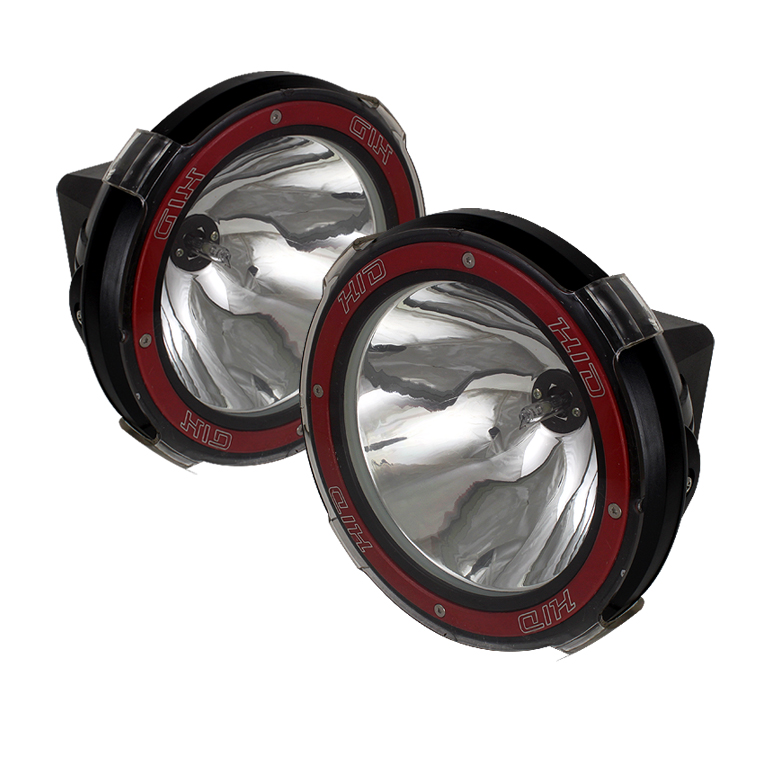 7 Inch HID 4x4 fog lights Black/Red Housing w/wiring - Chrome