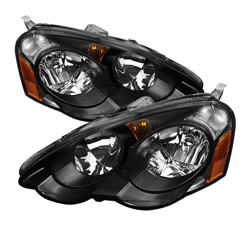 Acura RSX 02-04 Amber Crystal Headlights - Black