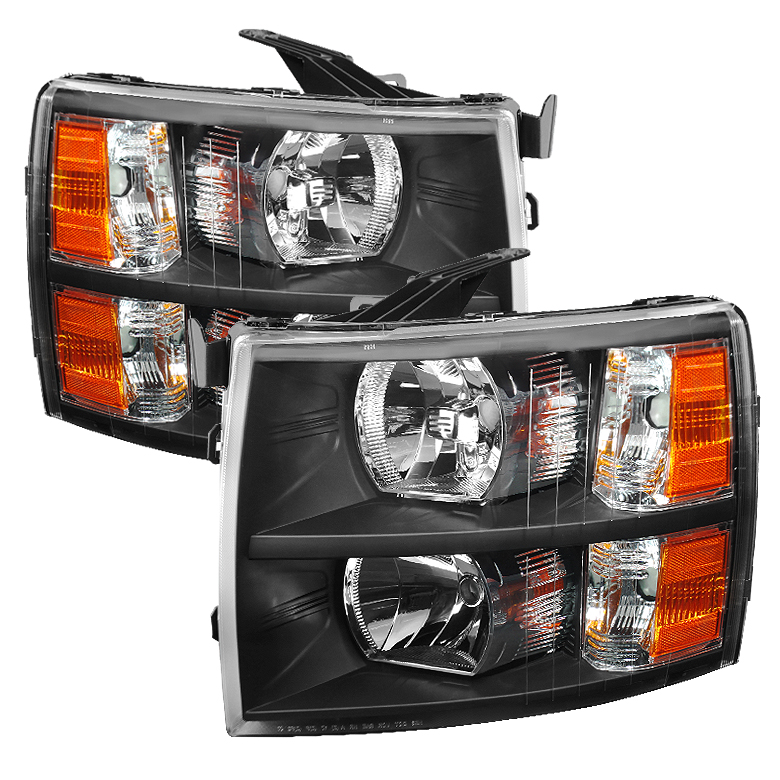 Chevy Silverado 07-13 Crystal Headlights - Black