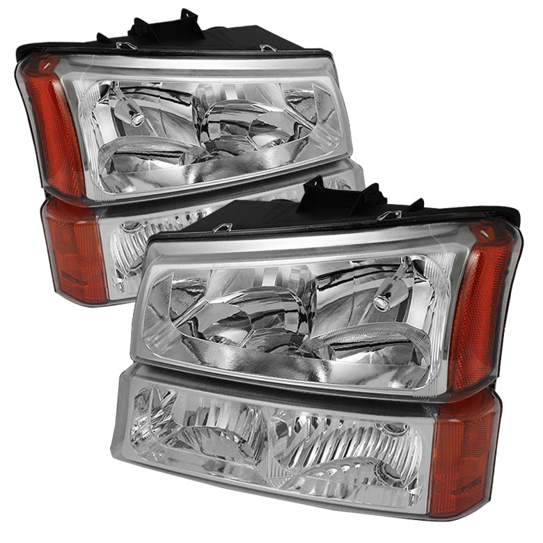 Chevy Silverado 1500/2500/3500 03-06 / Chevy Silverado 1500HD 03-07 / Chevy Silverado 2500HD 03-06 Crystal Headlights W/ Bumper Lights - Chrome