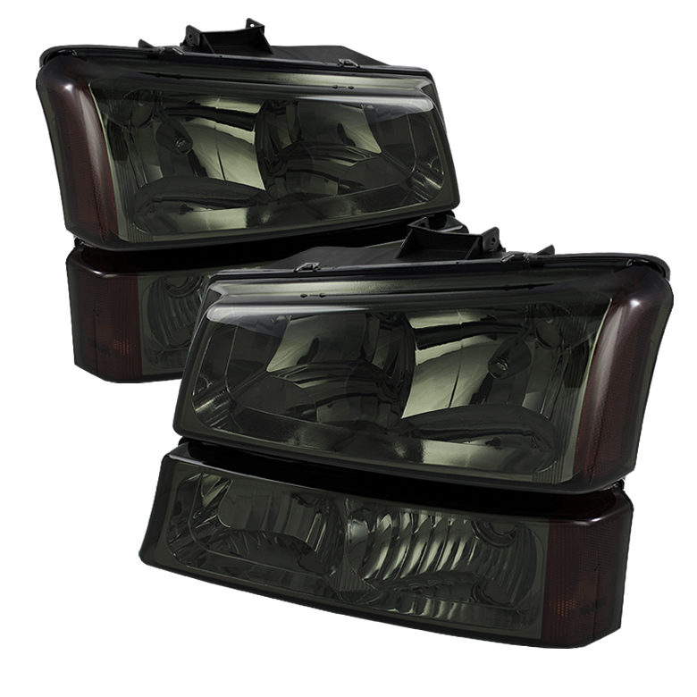 Chevy Silverado 1500/2500/3500 03-06 / Chevy Silverado 1500HD 03-07 / Chevy Silverado 2500HD 03-06 Crystal Headlights W/ Amber Bumper Lights - Smoke