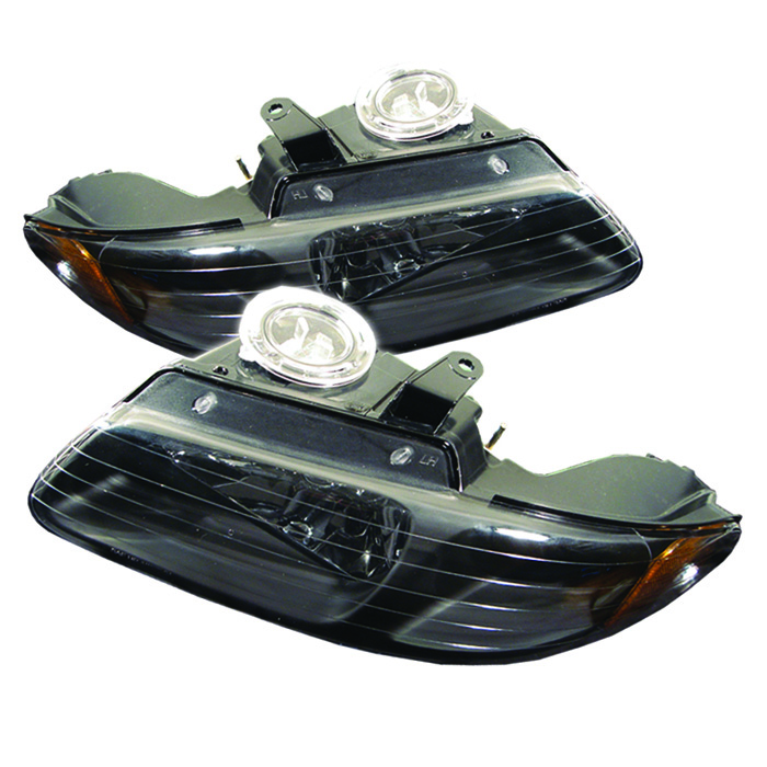 Dodge Caravan/Grand Caravan 96-00 / Chrysler Town & Country 96-00 / Chrysler Voyager 2000 Amber Crystal Headlights - Black