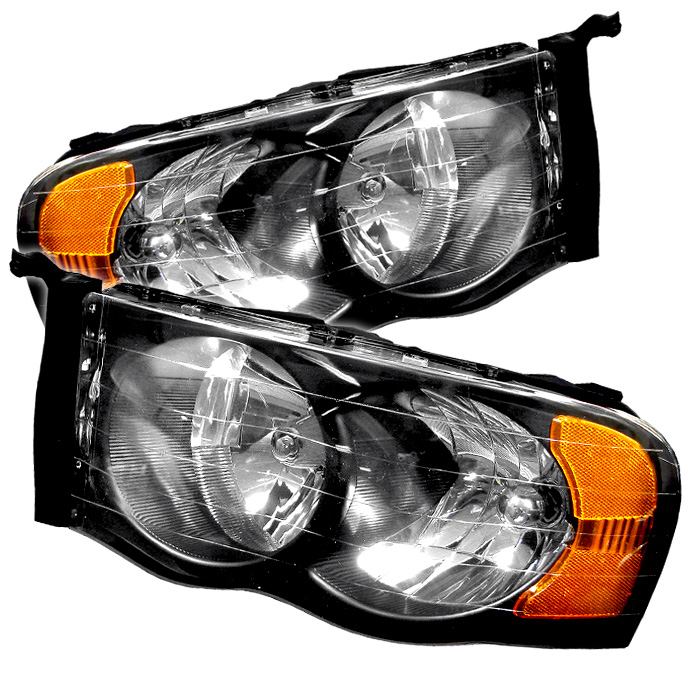 Dodge Ram 1500 02-05 / Dodge Ram 2500/3500 03-05 Amber Crystal Headlights - Black