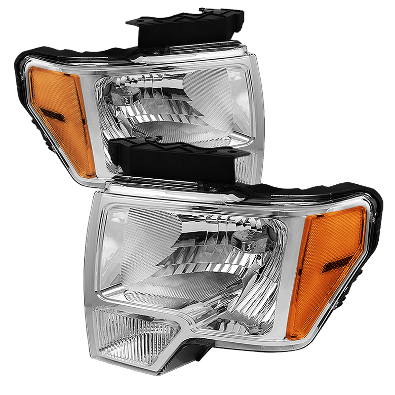 Ford F150 09-14 Amber Crystal Headlights - Chrome