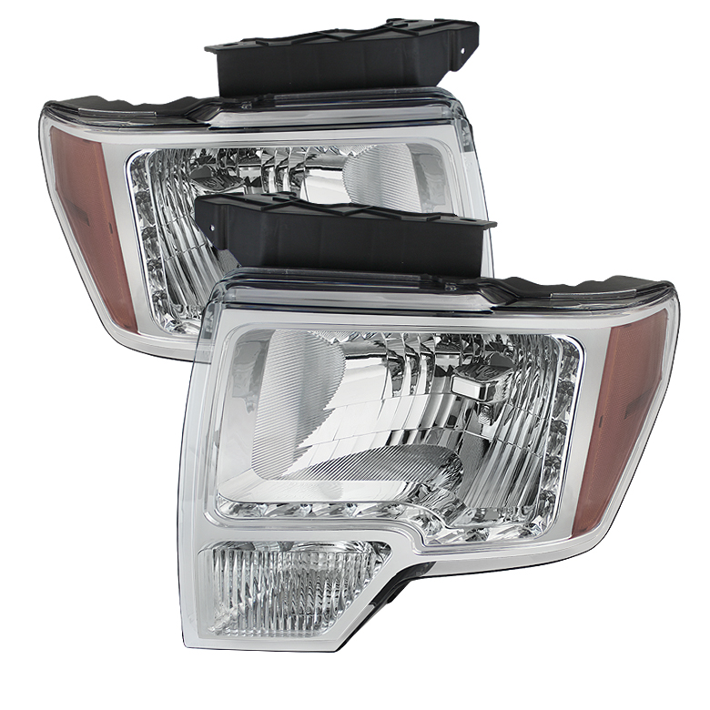 Ford F150 09-14 Amber Crystal LED Headlights - Chrome