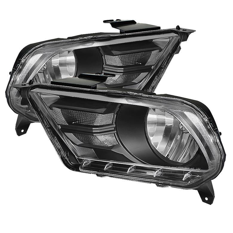 Ford Mustang 10-13 Crystal Headlights - Black