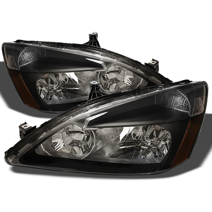 Honda Accord 03-07 Amber Crystal Headlights - Black