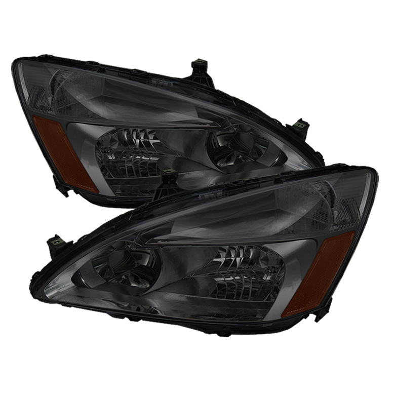 Honda Accord 03-07 Amber Crystal Headlights - Smoke