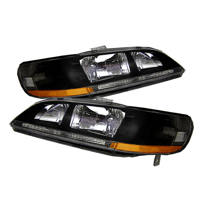 Honda Accord 98-02 Amber Crystal Headlights - Black