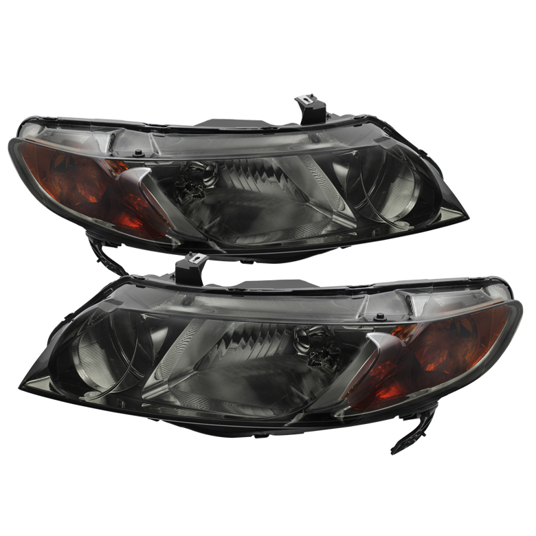 Honda Civic 06-11 4dr Crystal Headlights Amber- Smoke