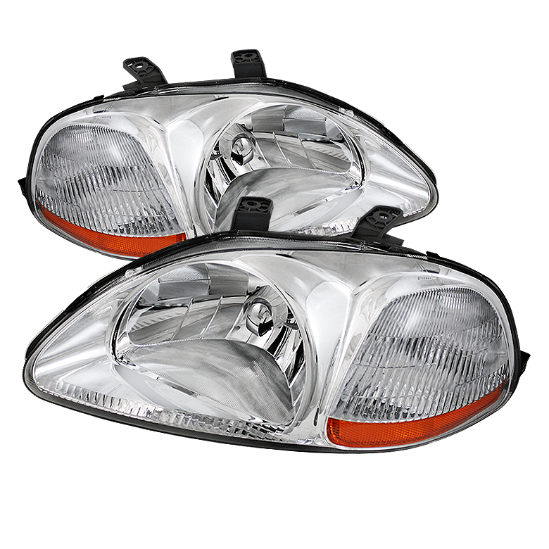 Honda Civic 96-98 Amber Crystal Headlights - Chrome