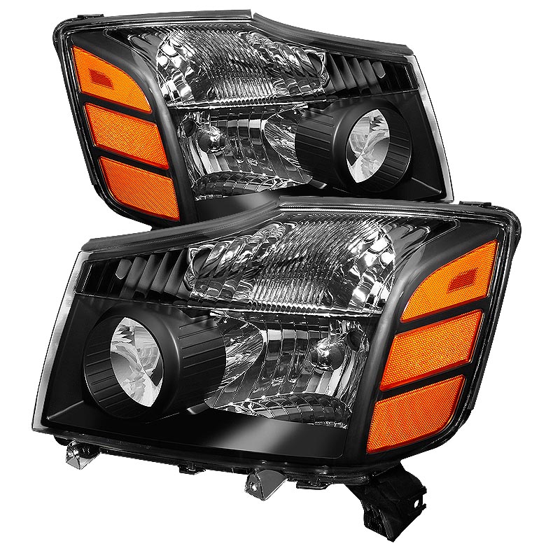 Nissan Titan 04-14 (04-07 OE Style ) / Armada 04-07 OEM Amber Head Lights set - Black