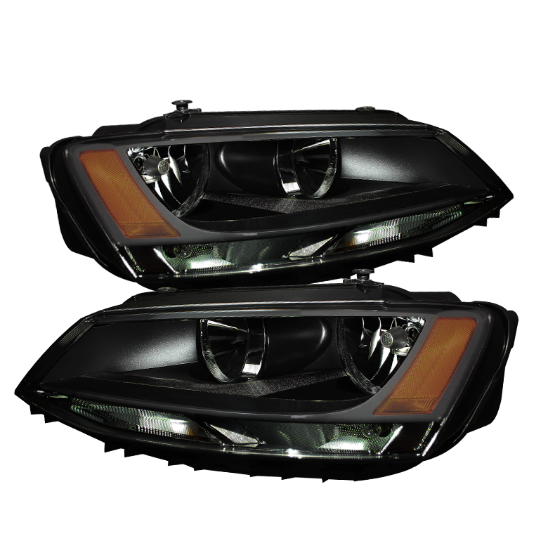 Volkswagen Jetta 2011-2013 Amber Crystal Headlights - Smoked