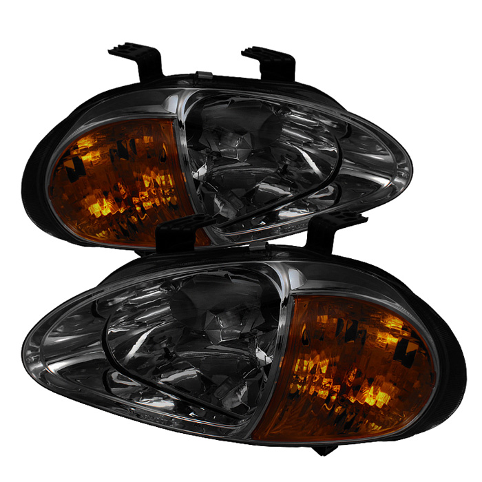 Honda Del Sol 93-97 1PC Amber Crystal Headlights - Smoke