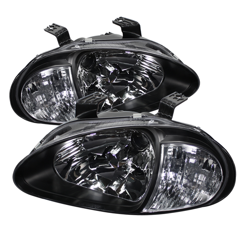 Honda Del Sol 93-97 1PC Crystal Headlights - Black