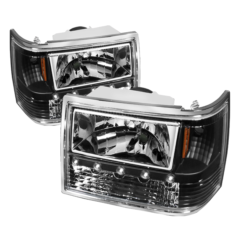 Jeep Grand Cherokee 93-98 1PC Crystal Headlights - Black