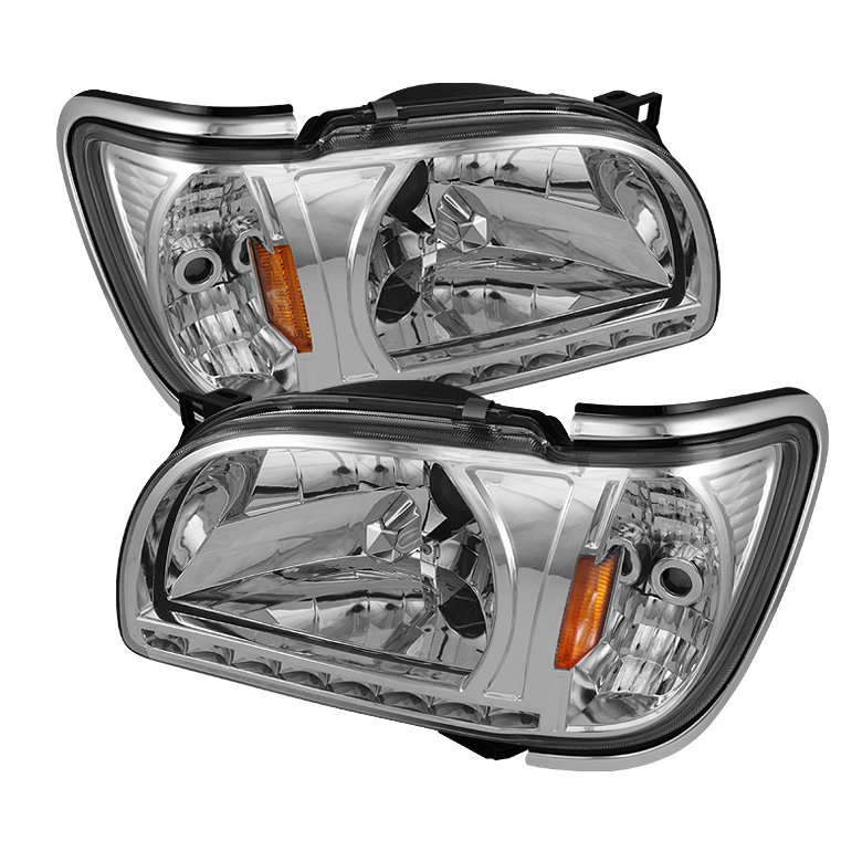 Toyota Tacoma 01-04 1 Piece with Chrome Trim Corner Crystal Headlights - Chrome