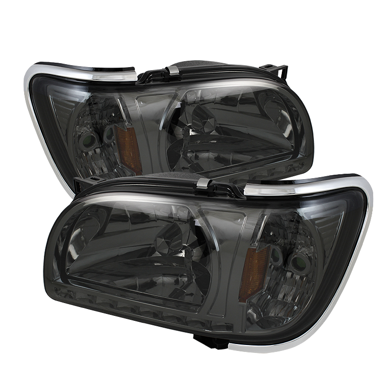 Toyota Tacoma 01-04 1 Piece with Chrome Trim Corner Crystal Headlights - Smoke