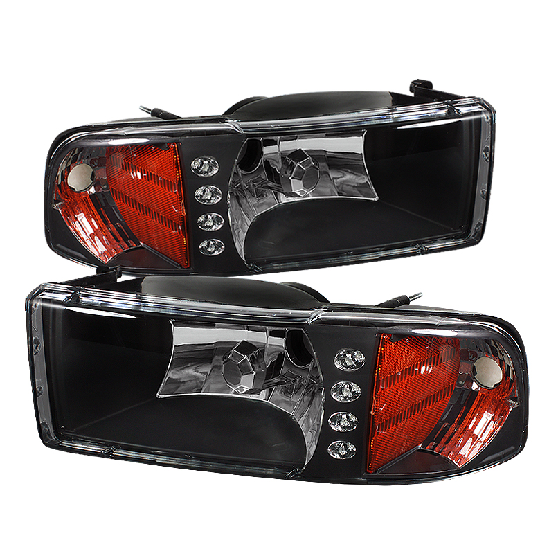 Dodge Ram 1500/2500/3500 94-01 1PC Crystal Headlights - Black