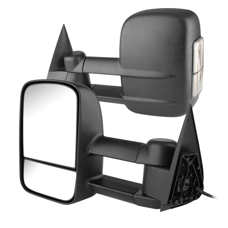 Chevy Silverado 03-06 Manual Extendable - POWER Heated Adjust Mirror with LED Signal Smoke