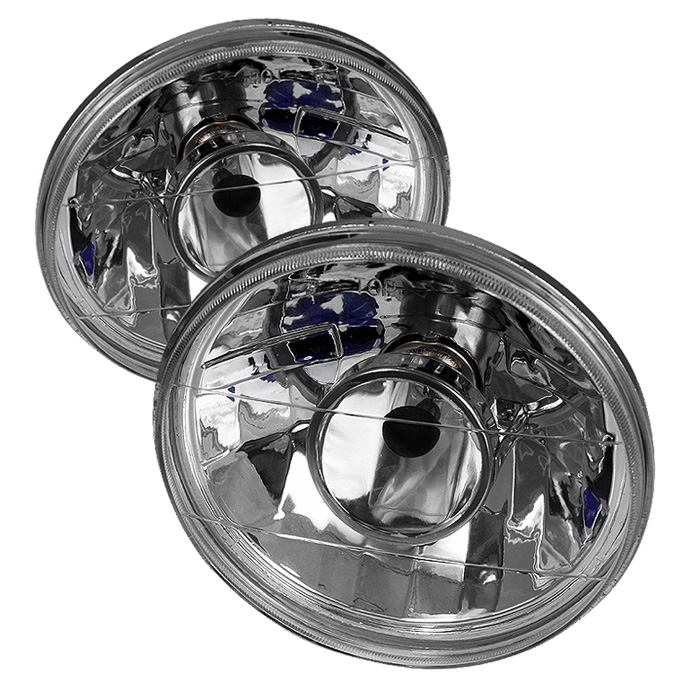 Universal Round Projector Lamp 7inch W/ Super White H4 Bulbs - Chrome