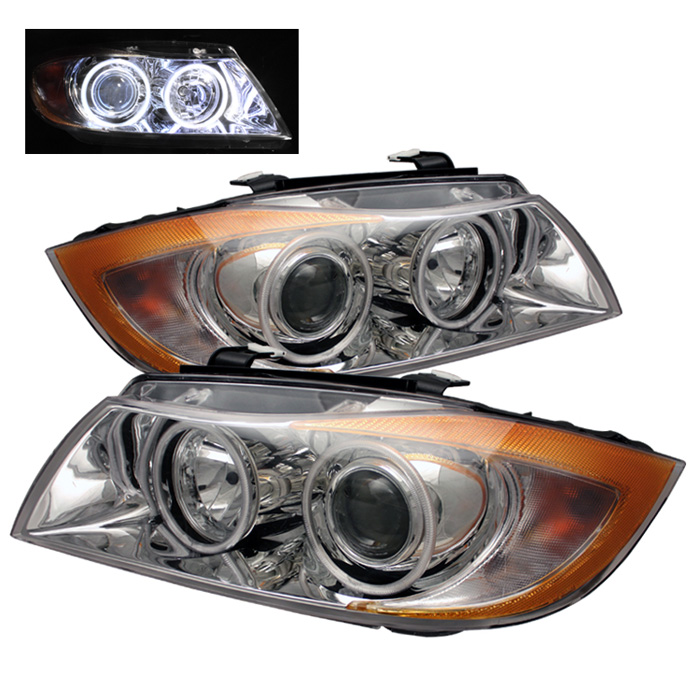 BMW E90 3-Series 06-08 4Dr CCFL Halo Projector Headlights - Chrome